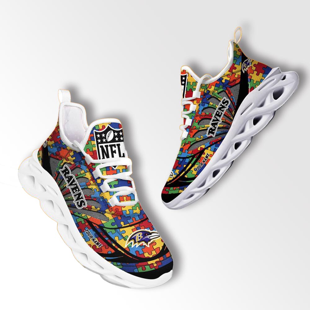 Baltimore Ravens Nfl Autism Personalized Clunky Max Soul Shoes