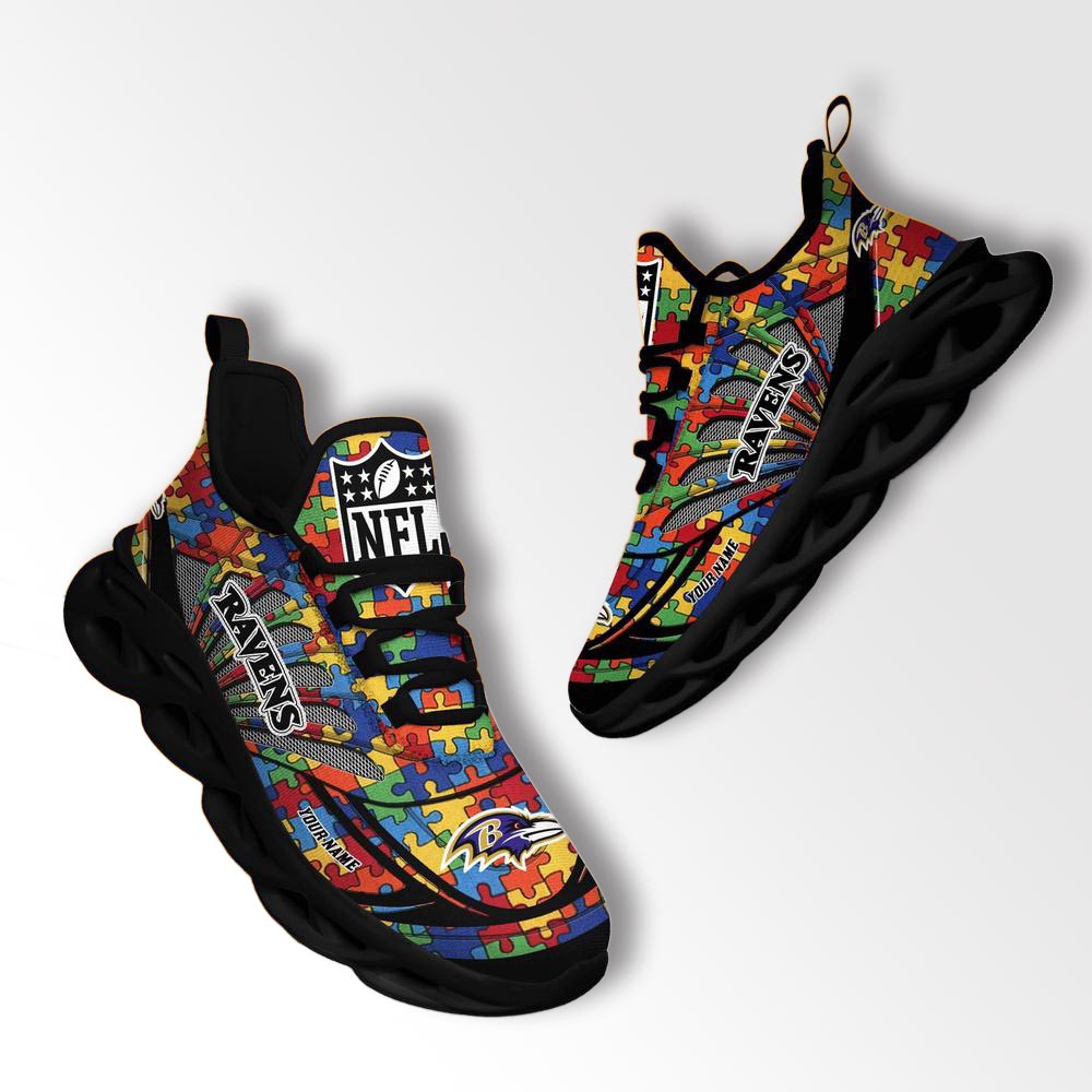 Baltimore Ravens Nfl Autism Personalized Clunky Max Soul Shoes Baltimore Ravens Nfl Autism Personalized Clunky Max Soul Shoes
