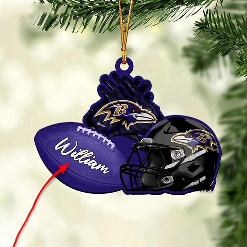 Baltimore Ravens Nfl Helmet Christmas Ornament Custom Name Decoration