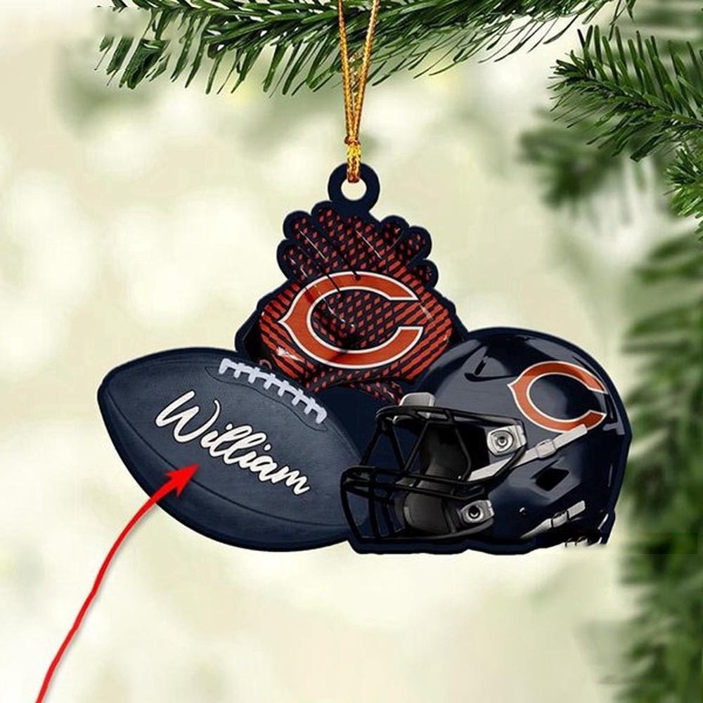 Chicago Bears Nfl Helmet Christmas Ornament Custom Name Decoration