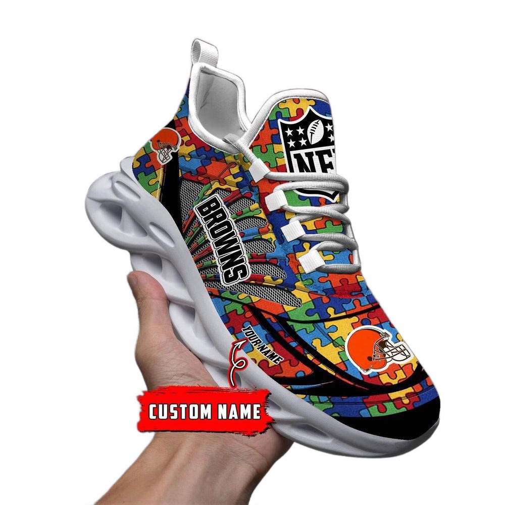 Cleveland Browns Nfl Autism Personalized Clunky Max Soul Shoes