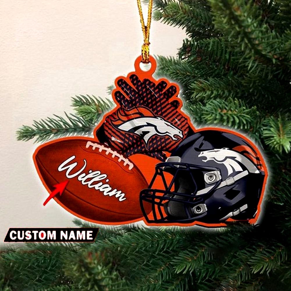 Denver Broncos Nfl Helmet Christmas Ornament Custom Name Decoration