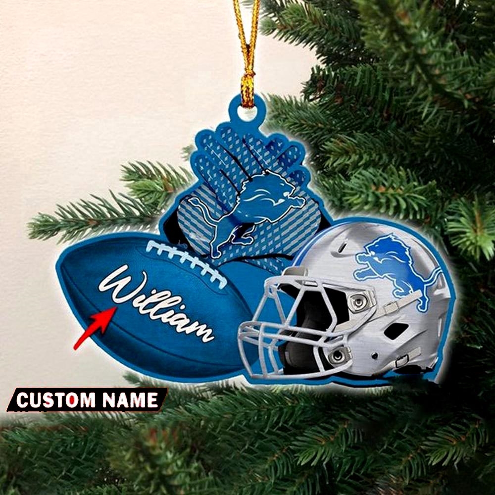 Detroit Lions Nfl Helmet Christmas Ornament Custom Name Decoration