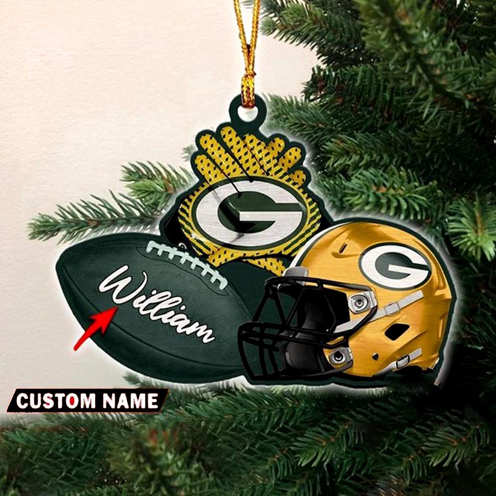Green Bay Packers Nfl Helmet Christmas Ornament Custom Name Decoration
