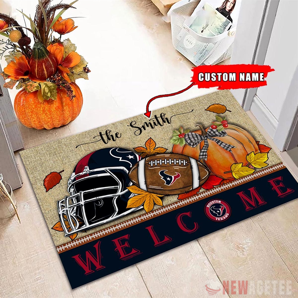 Houston Texans Nfl Welcome Fall Pumpkin Doormat Custom Name Houston Texans Nfl Welcome Fall Pumpkin Doormat Custom Name