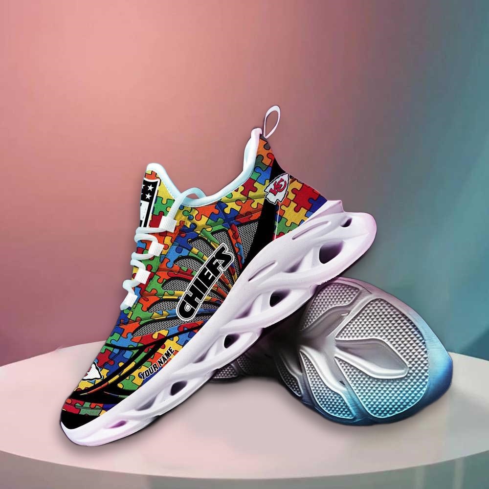 Kansas City Chiefs Nfl Autism Personalized Clunky Max Soul Shoes Kansas City Chiefs Nfl Autism Personalized Clunky Max Soul Shoes