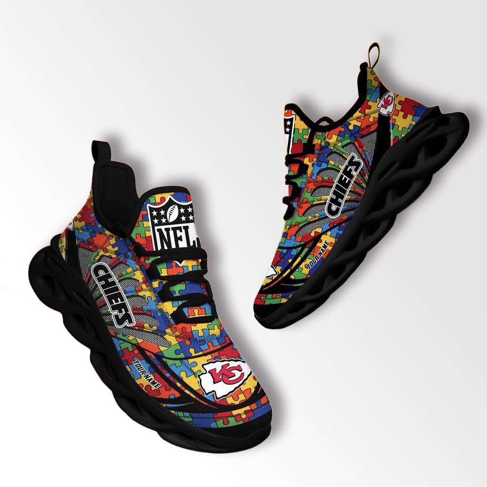 Kansas City Chiefs Nfl Autism Personalized Clunky Max Soul Shoes Kansas City Chiefs Nfl Autism Personalized Clunky Max Soul Shoes