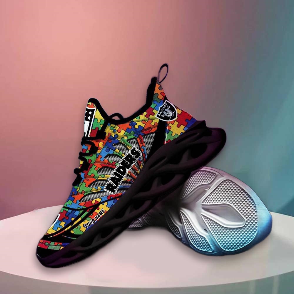 Las Vegas Raiders Nfl Autism Personalized Clunky Max Soul Shoes