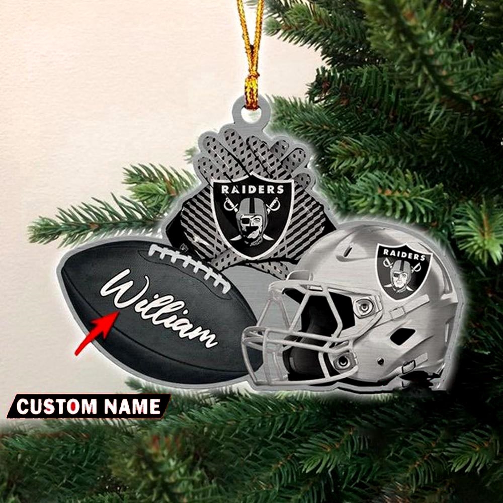 Las Vegas Raiders Nfl Helmet Christmas Ornament Custom Name Decoration