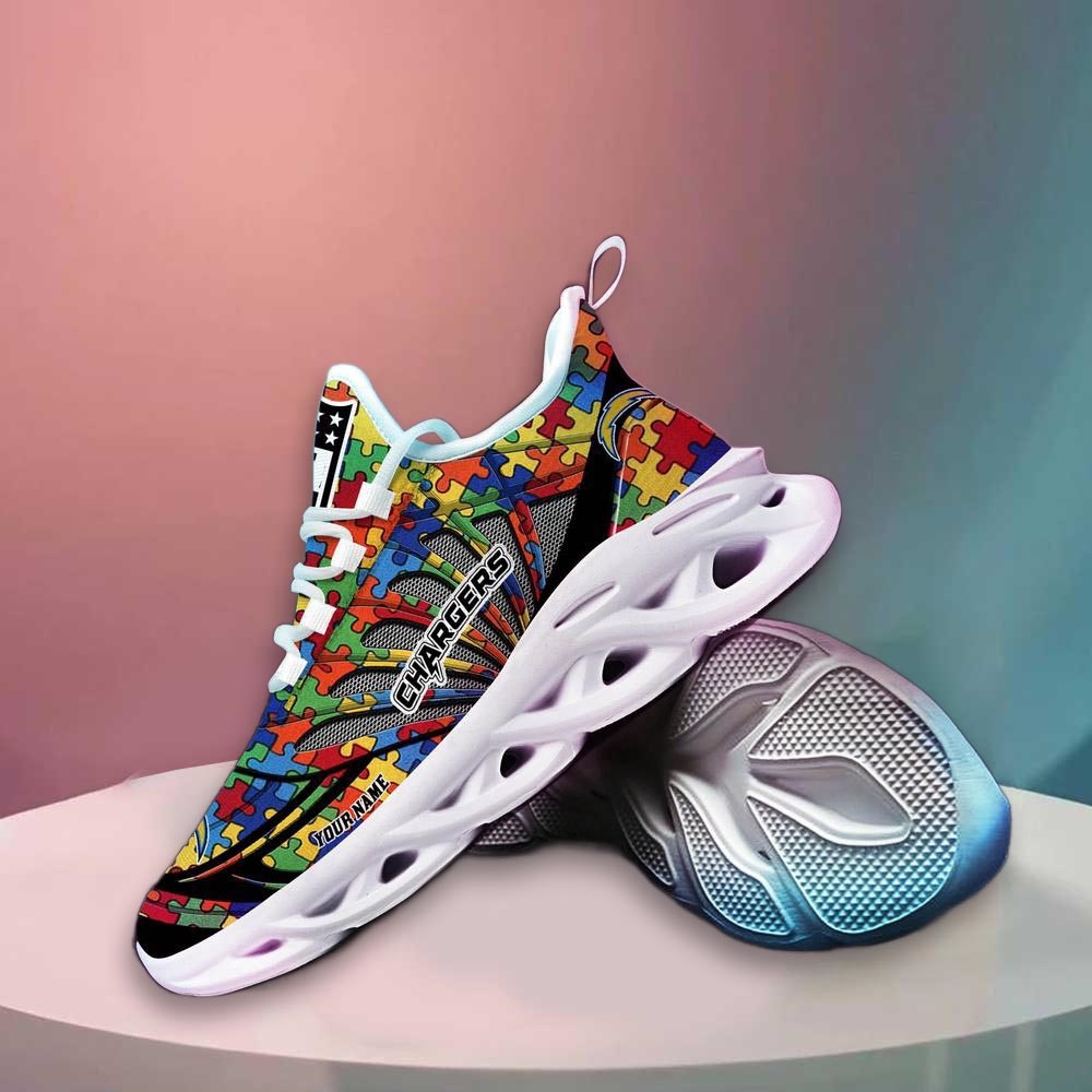 Los Angeles Chargers Nfl Autism Personalized Clunky Max Soul Shoes Los Angeles Chargers Nfl Autism Personalized Clunky Max Soul Shoes