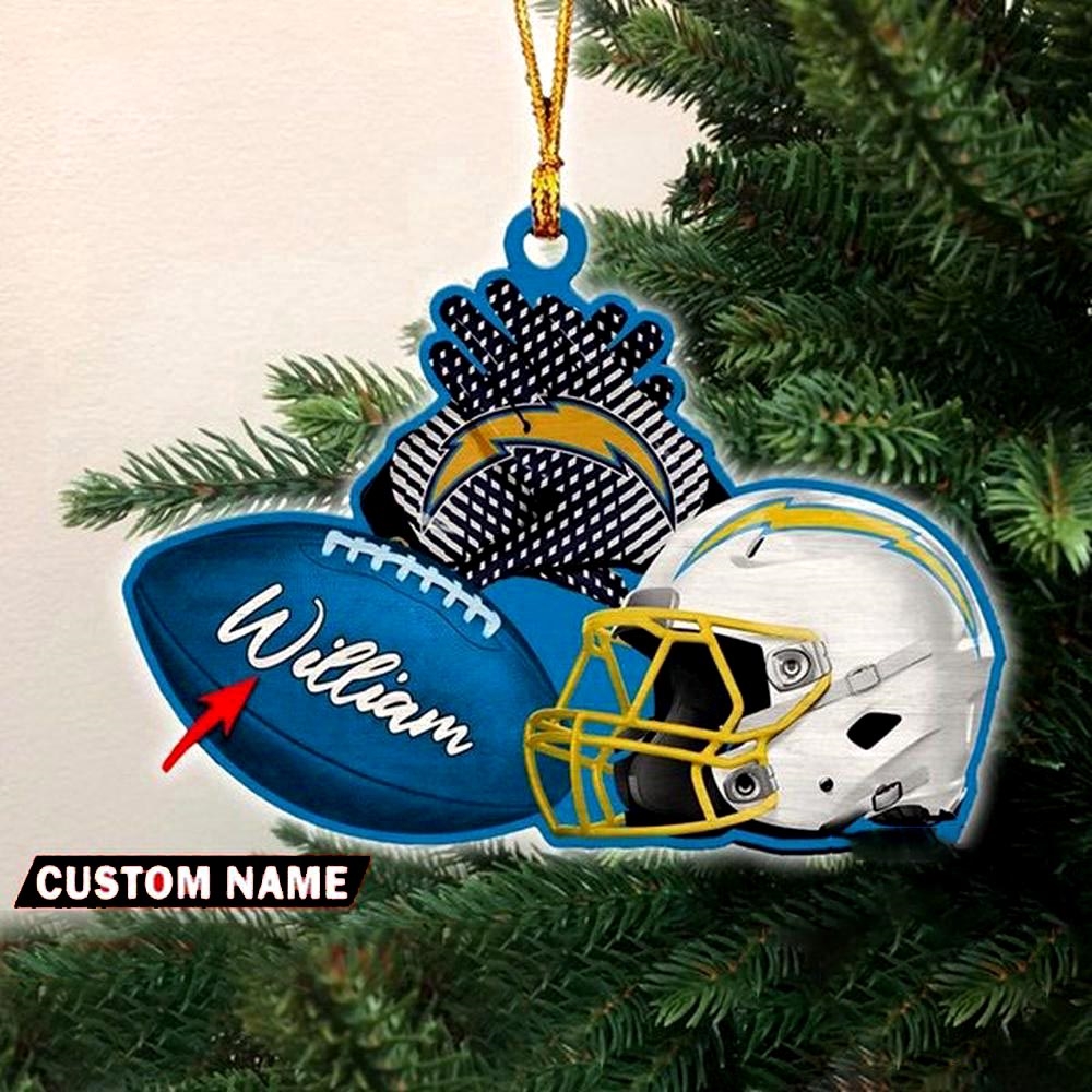 Los Angeles Chargers Nfl Helmet Christmas Ornament Custom Name Decoration