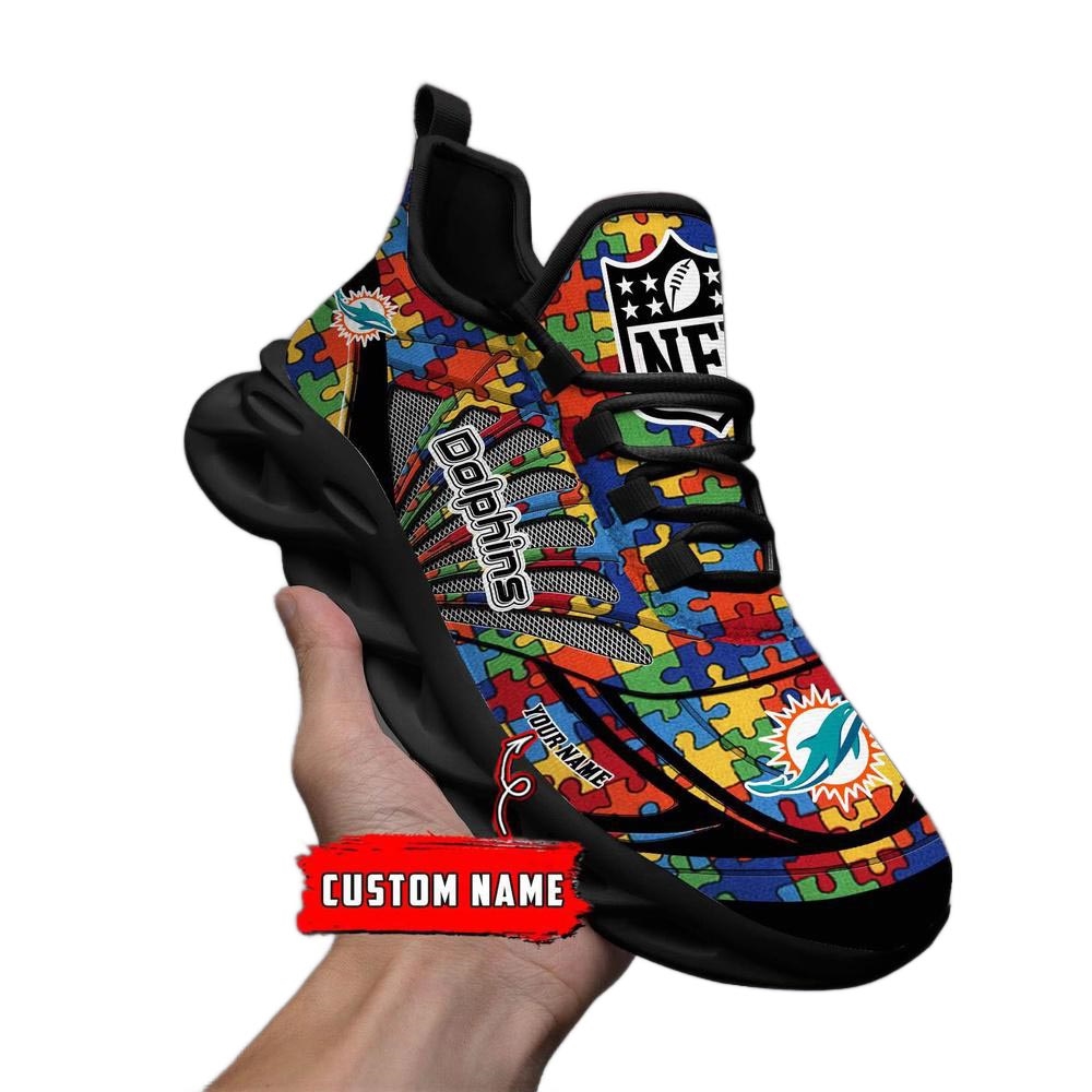Miami Dolphins Nfl Autism Personalized Clunky Max Soul Shoes Miami Dolphins Nfl Autism Personalized Clunky Max Soul Shoes