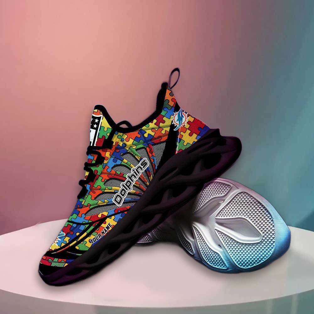 Miami Dolphins Nfl Autism Personalized Clunky Max Soul Shoes