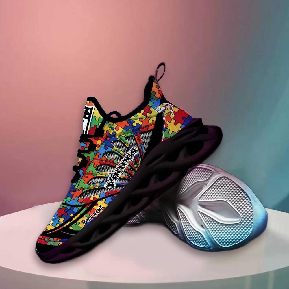 Minnesota Vikings Nfl Autism Personalized Clunky Max Soul Shoes