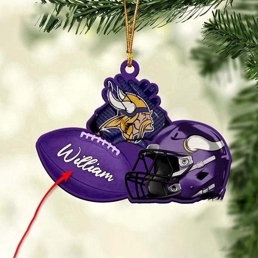Minnesota Vikings Nfl Helmet Christmas Ornament Custom Name Decoration