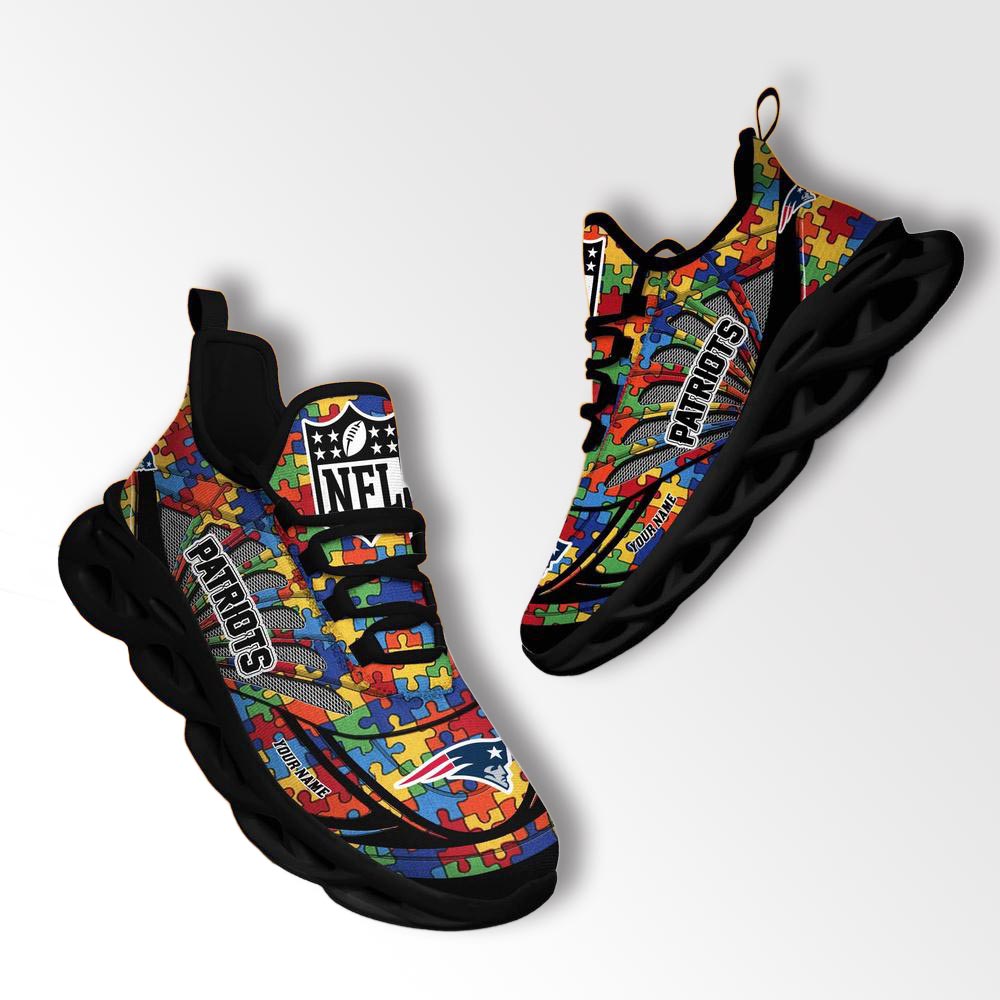 New England Patriots Nfl Autism Personalized Clunky Max Soul Shoes New England Patriots Nfl Autism Personalized Clunky Max Soul Shoes