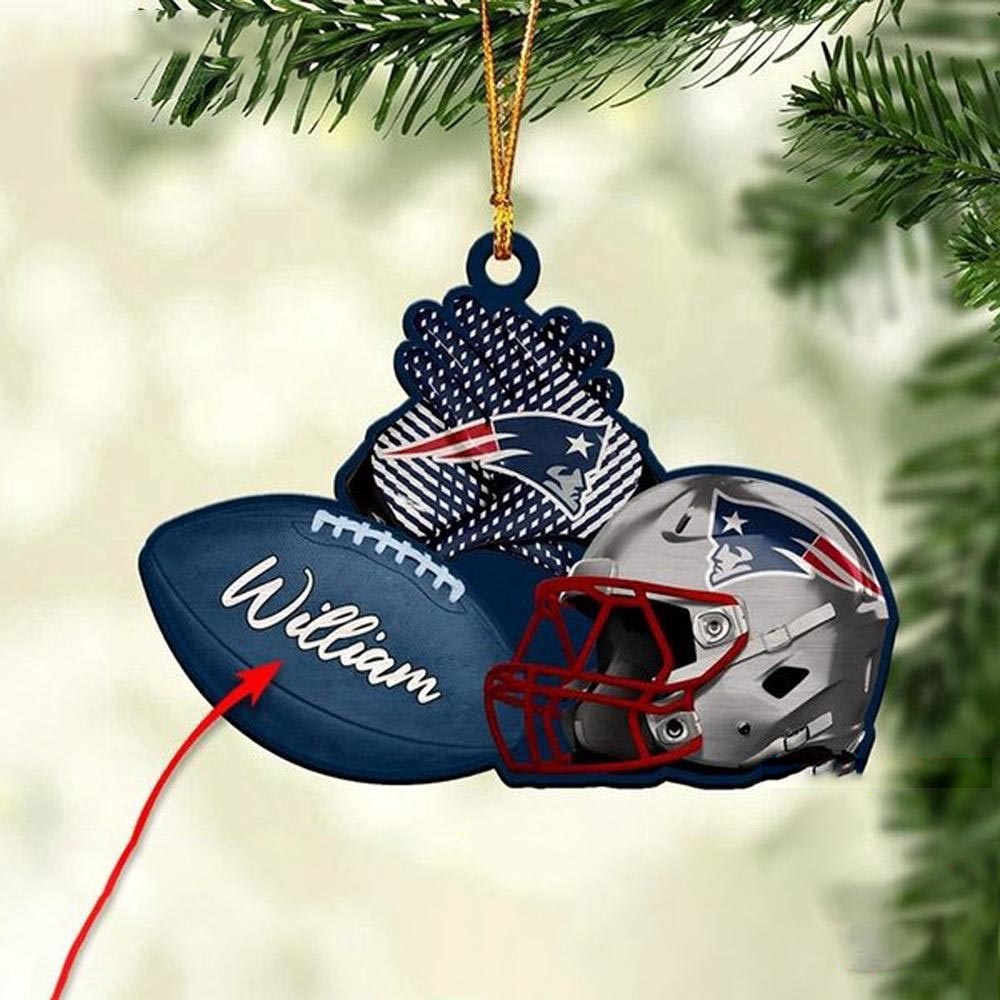 New England Patriots Nfl Helmet Christmas Ornament Custom Name Decoration