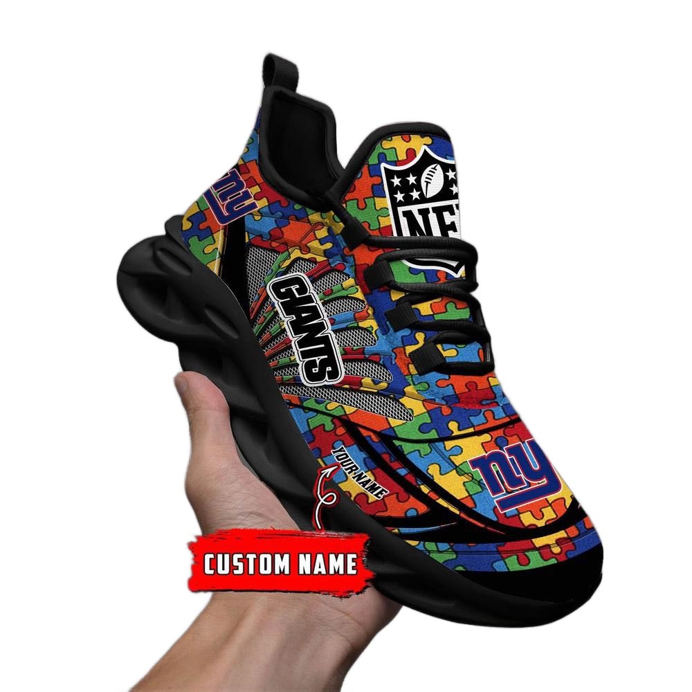 New York Giants Nfl Autism Personalized Clunky Max Soul Shoes