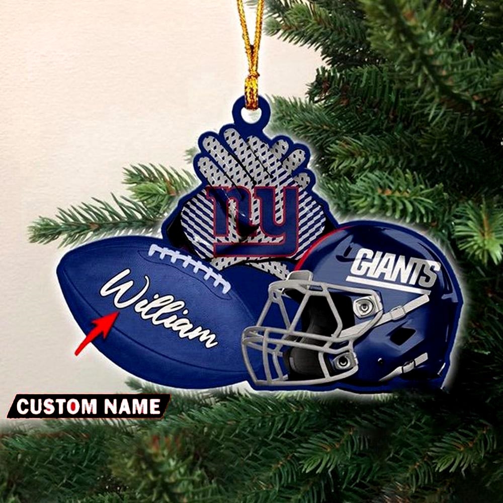 New York Giants Nfl Helmet Christmas Ornament Custom Name Decoration
