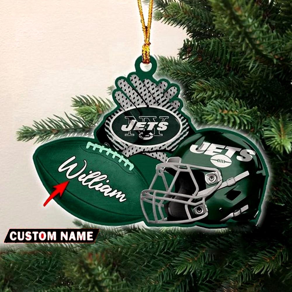 New York Jets Nfl Helmet Christmas Ornament Custom Name Decoration