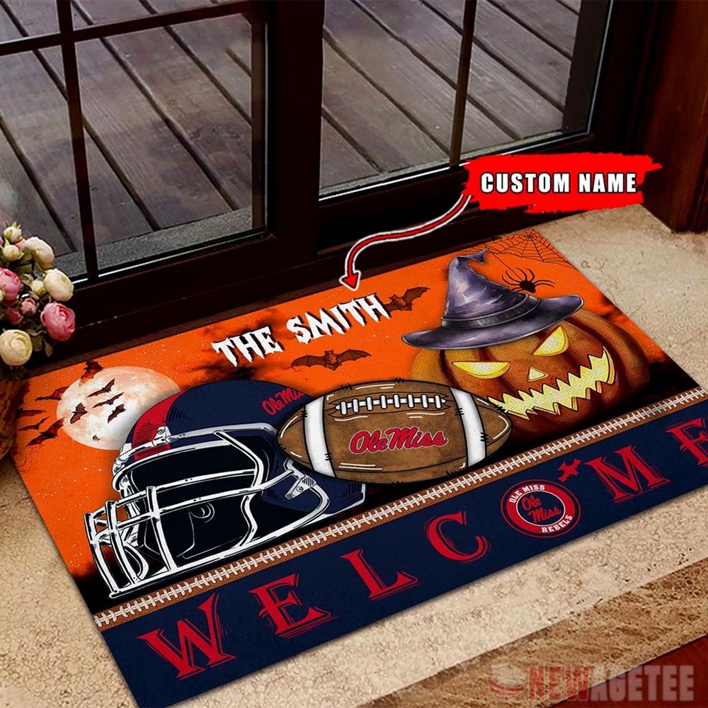 Ole Miss Rebels Welcome Football Halloween Doormat Custom Name Ole Miss Rebels Welcome Football Halloween Doormat Custom Name