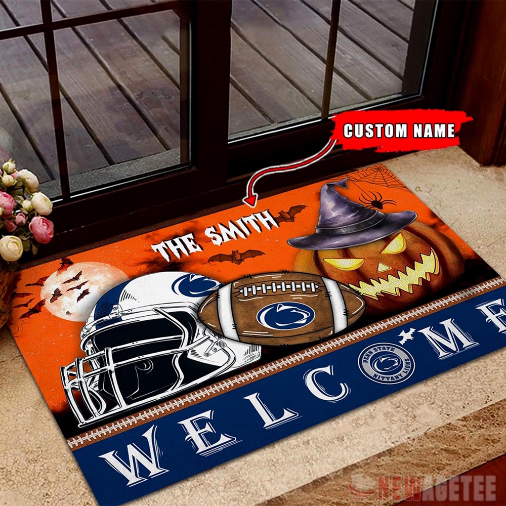 Penn State Nittany Lions Welcome Football Halloween Doormat Custom Name
