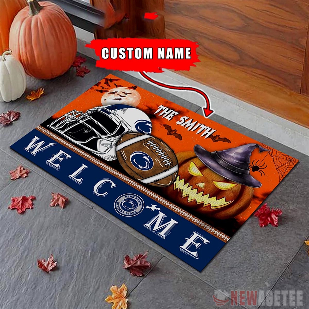 Penn State Nittany Lions Welcome Football Halloween Doormat Custom Name Penn State Nittany Lions Welcome Football Halloween Doormat Custom Name