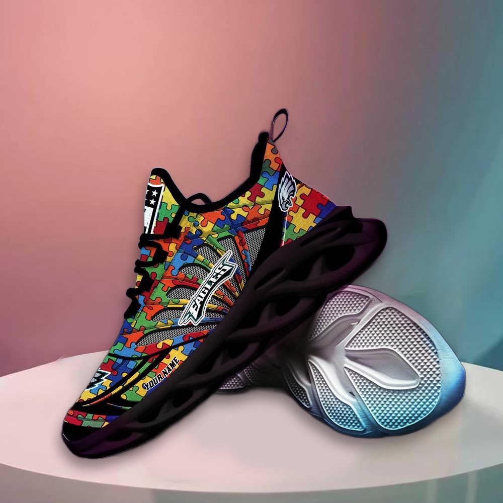 Philadelphia Eagles Nfl Autism Personalized Clunky Max Soul Shoes