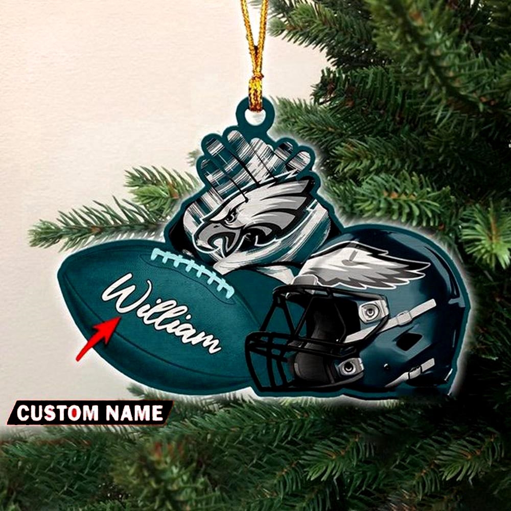 Philadelphia Eagles Nfl Helmet Christmas Ornament Custom Name Decoration