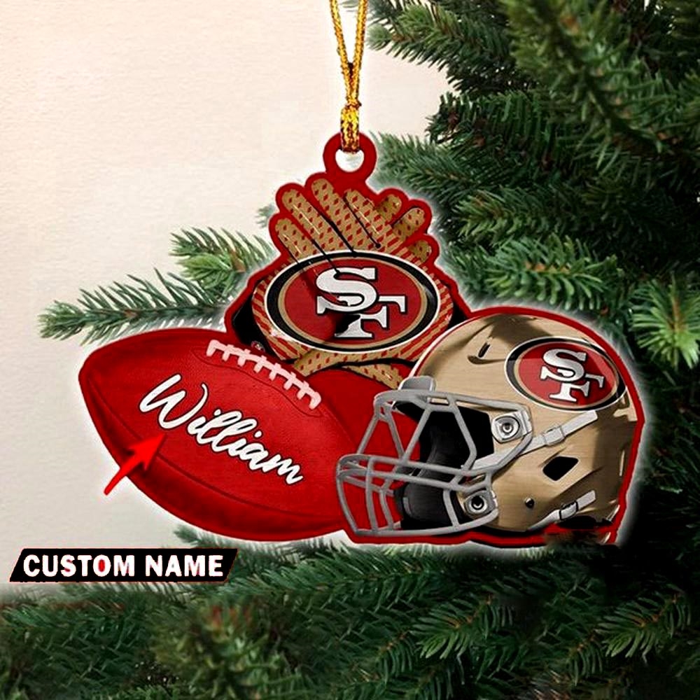 San Francisco 49ers Nfl Helmet Christmas Ornament Custom Name Decoration