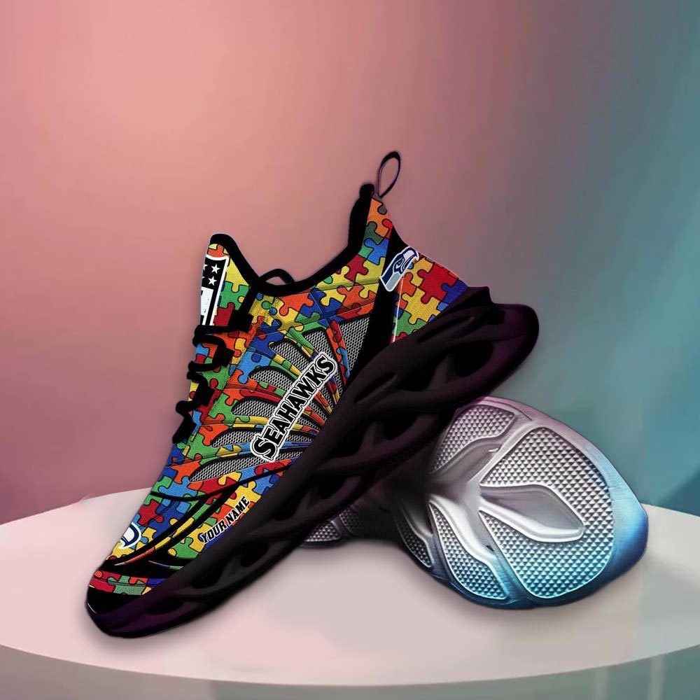 Seattle Seahawks Nfl Autism Personalized Clunky Max Soul Shoes