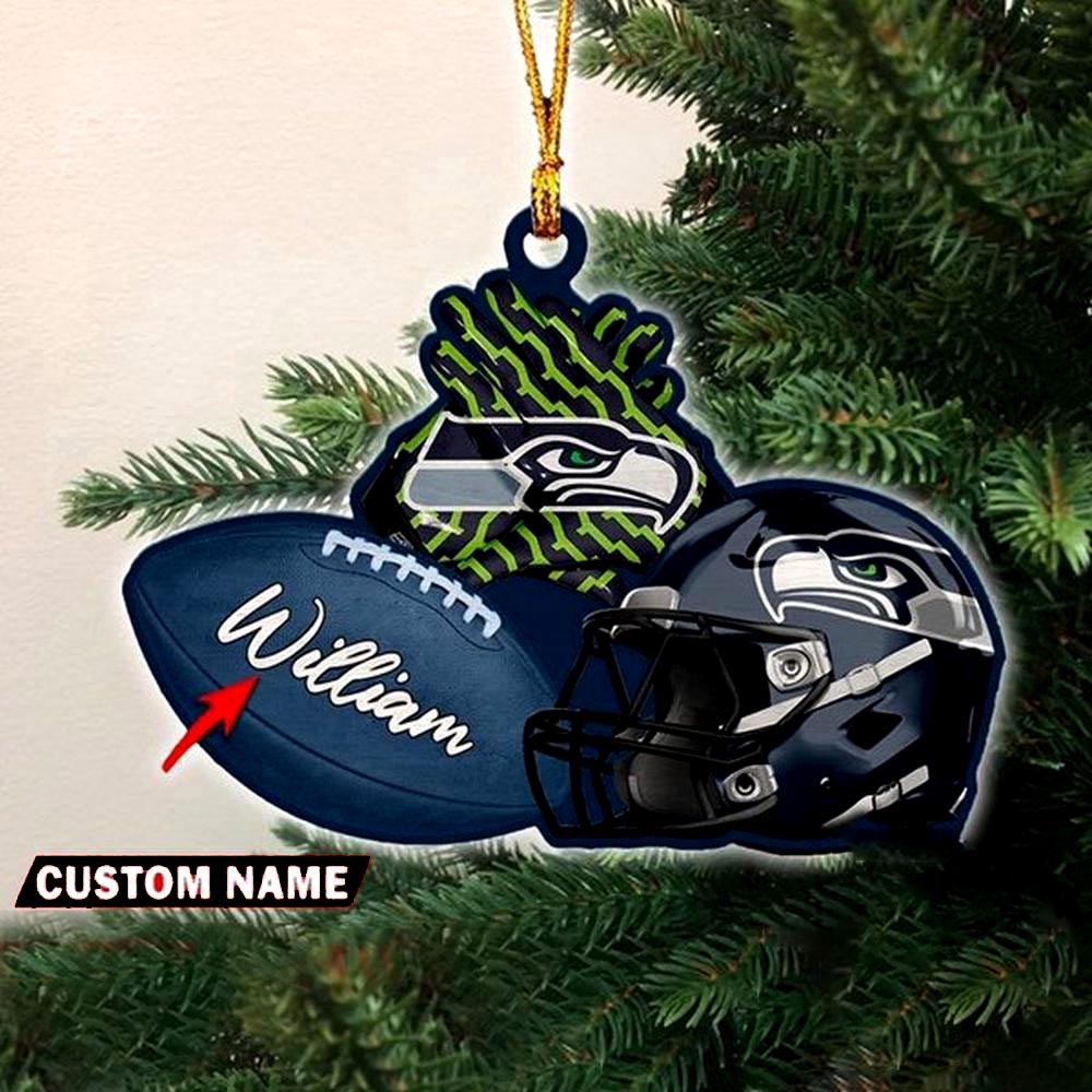Seattle Seahawks Nfl Helmet Christmas Ornament Custom Name Decoration