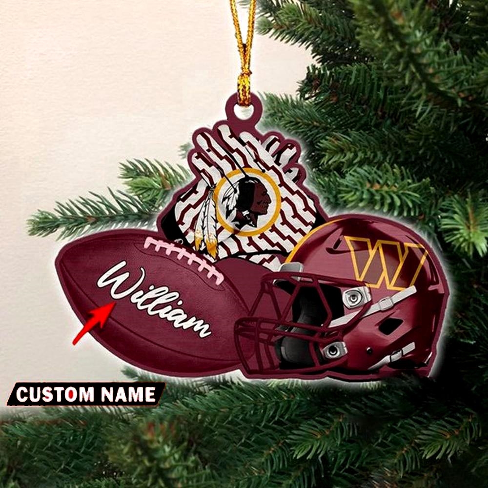 Washington Commanders Nfl Helmet Christmas Ornament Custom Name Decoration