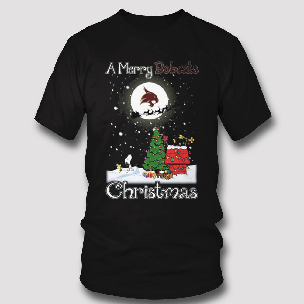 Texas State Bobcats Snoopy Merry Christmas Shirt Texas State Bobcats Snoopy Merry Christmas Shirt