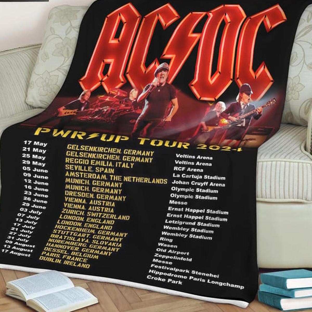 Acdc Pwr Up World Tour 2024 Schedule List Quilt Fleece Blanket