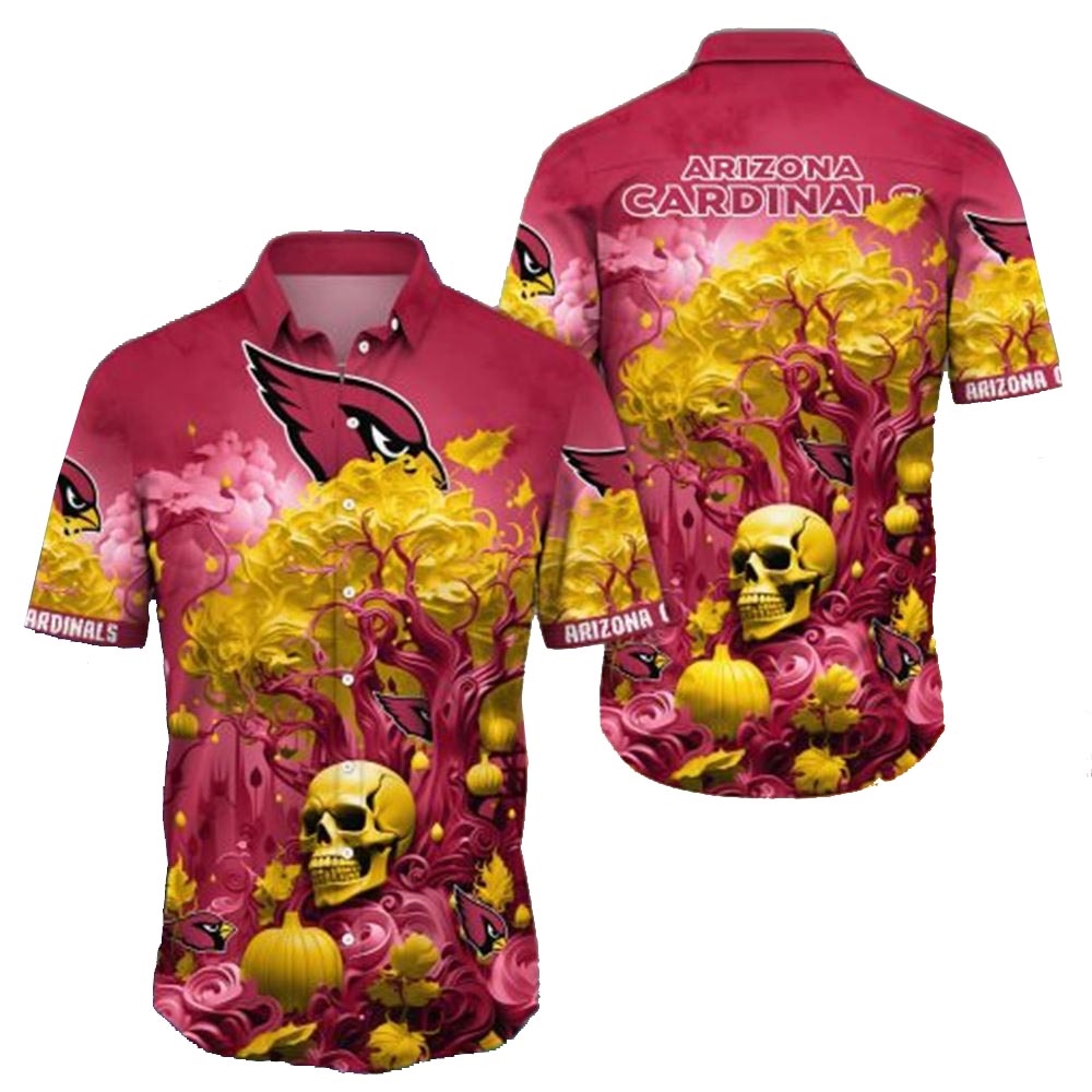 Arizona Cardinals Skull Pumpkin Halloween Hawaiian Shirt