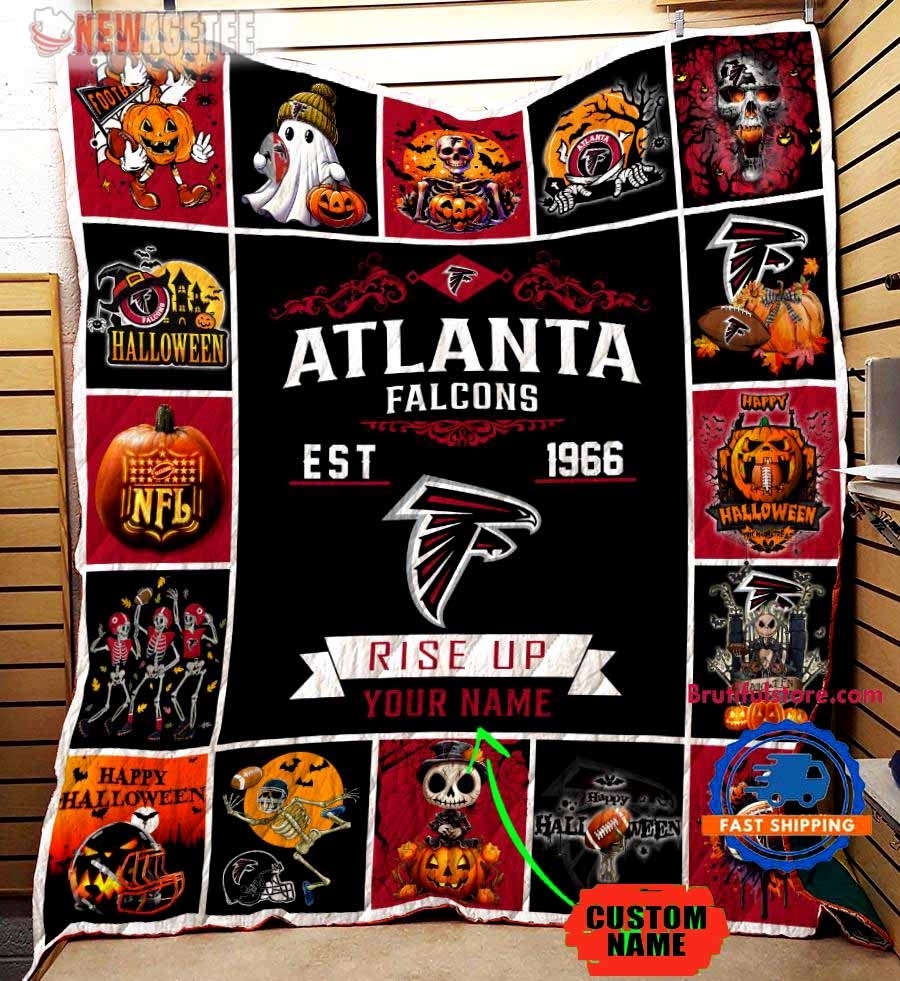 Atlanta Falcons Football Skeleton Pumpkin Skull Halloween Quilt Fleece Blanket Atlanta Falcons Football Skeleton Pumpkin Skull Halloween Quilt Fleece Blanket