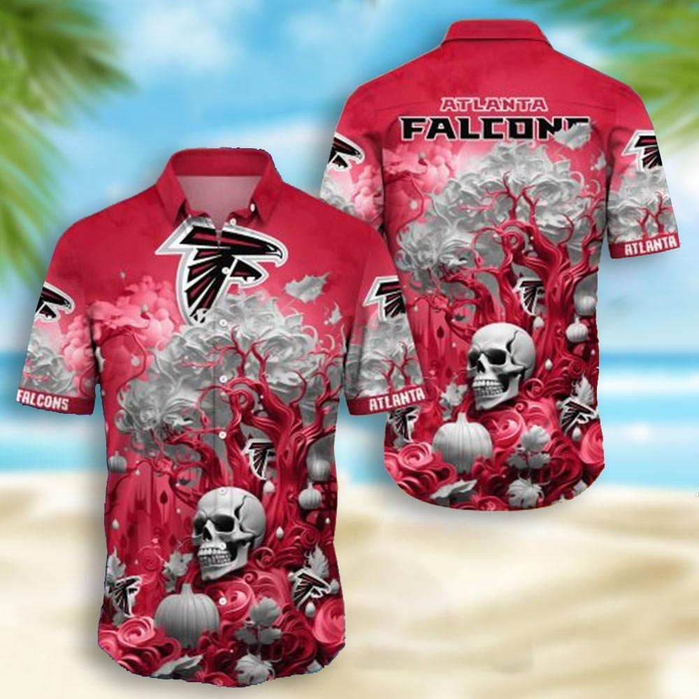 Atlanta Falcons Skull Pumpkin Halloween Hawaiian Shirt Atlanta Falcons Skull Pumpkin Halloween Hawaiian Shirt
