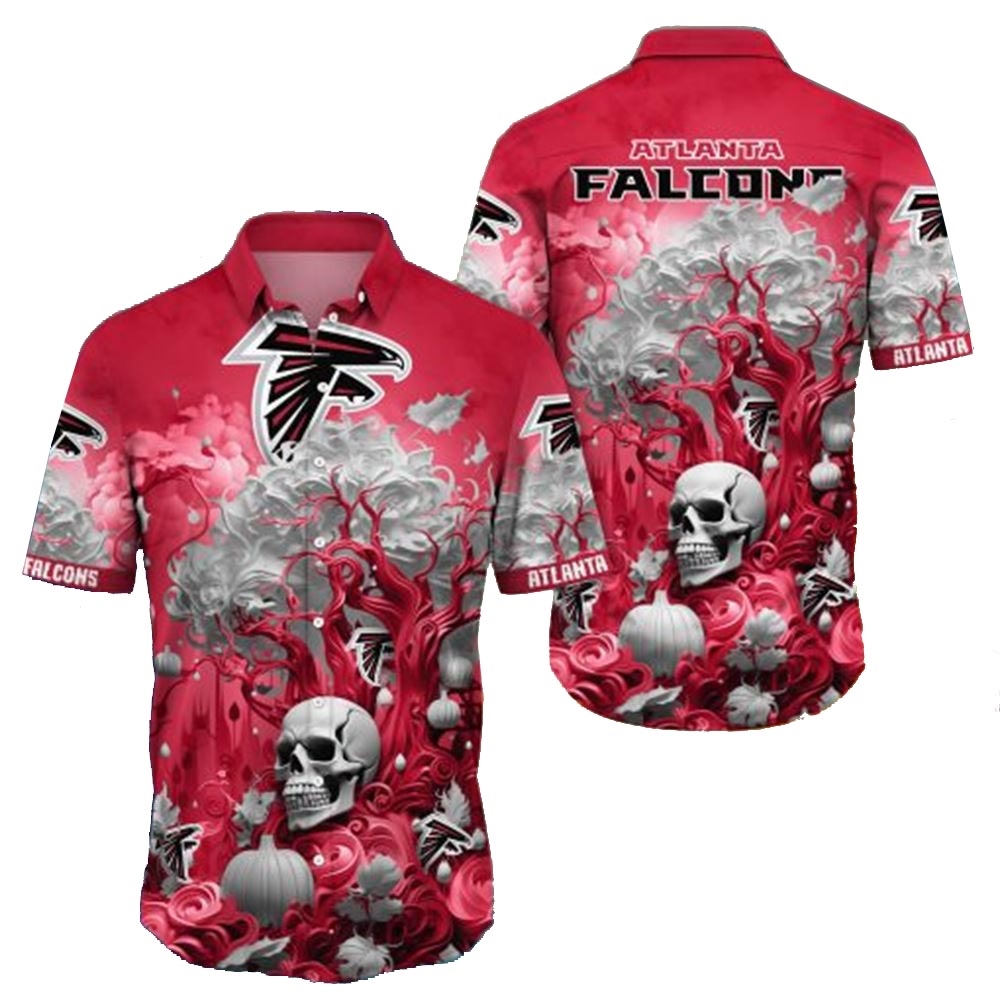 Atlanta Falcons Skull Pumpkin Halloween Hawaiian Shirt