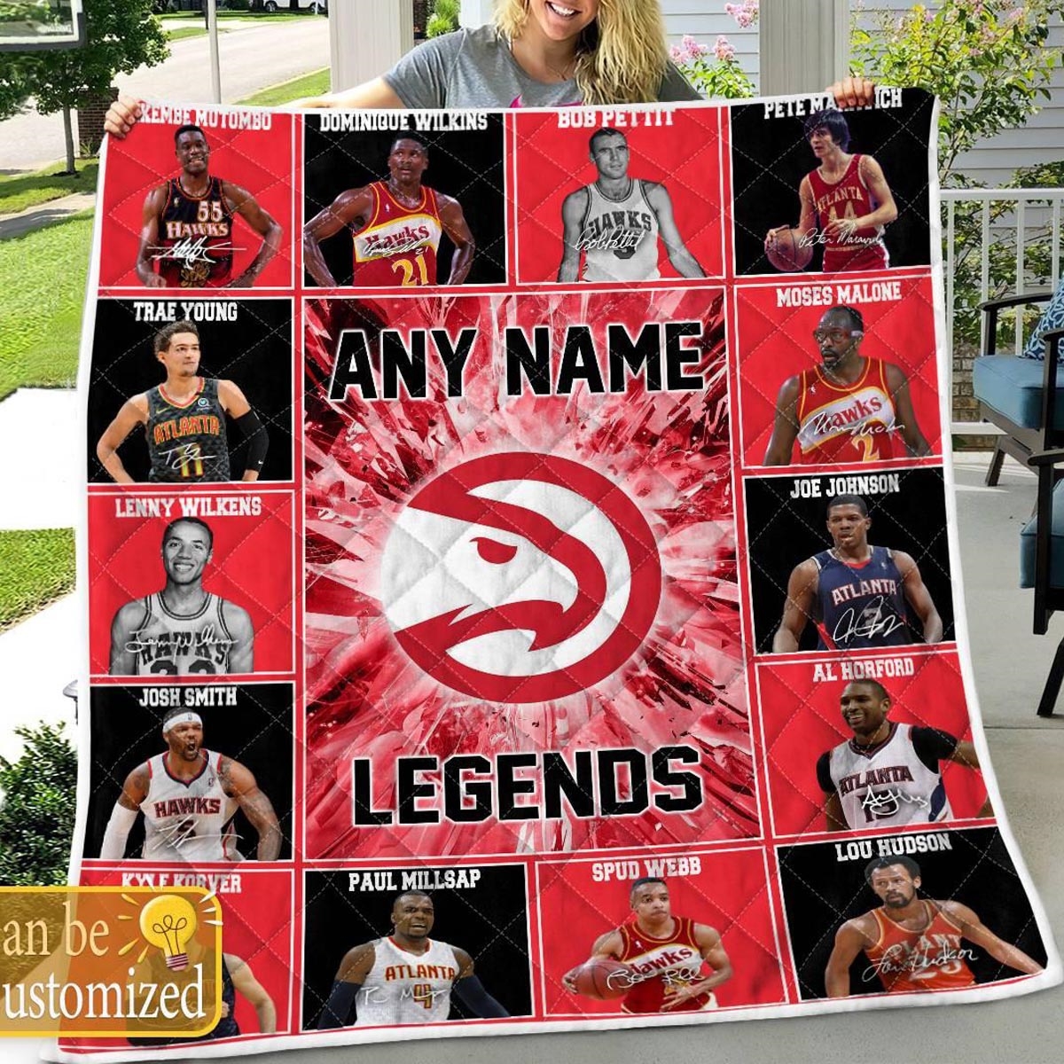 Atlanta Hawks Legends 2024 Team Personalized Quilt Fleece Blanket