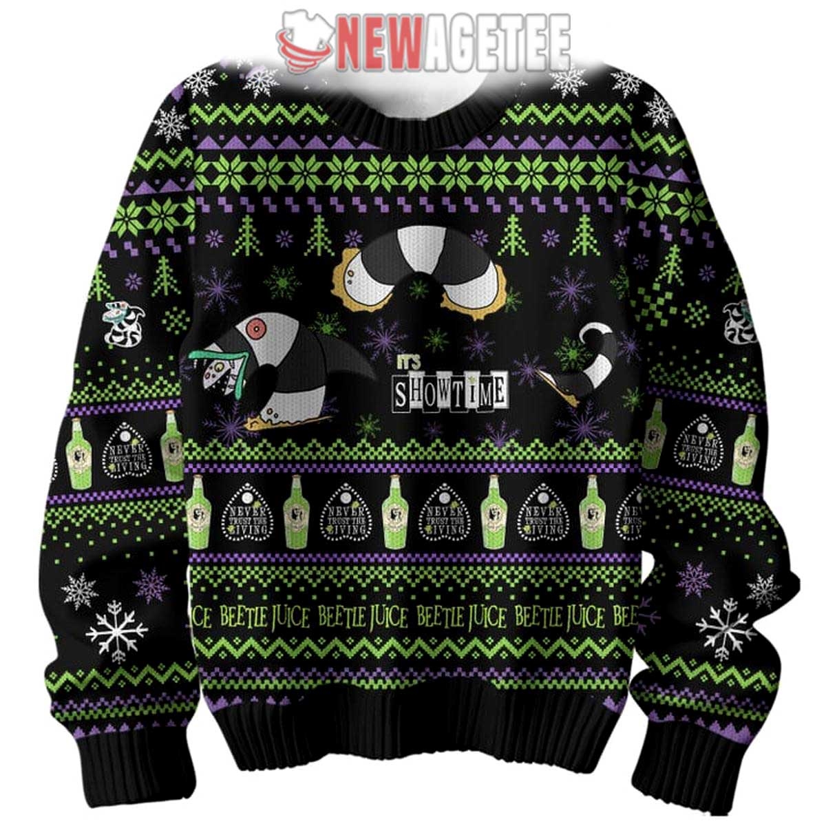 Beetlejuice Showtime I Myself Am Strange And Unusual Halloween Ugly Christmas Sweater