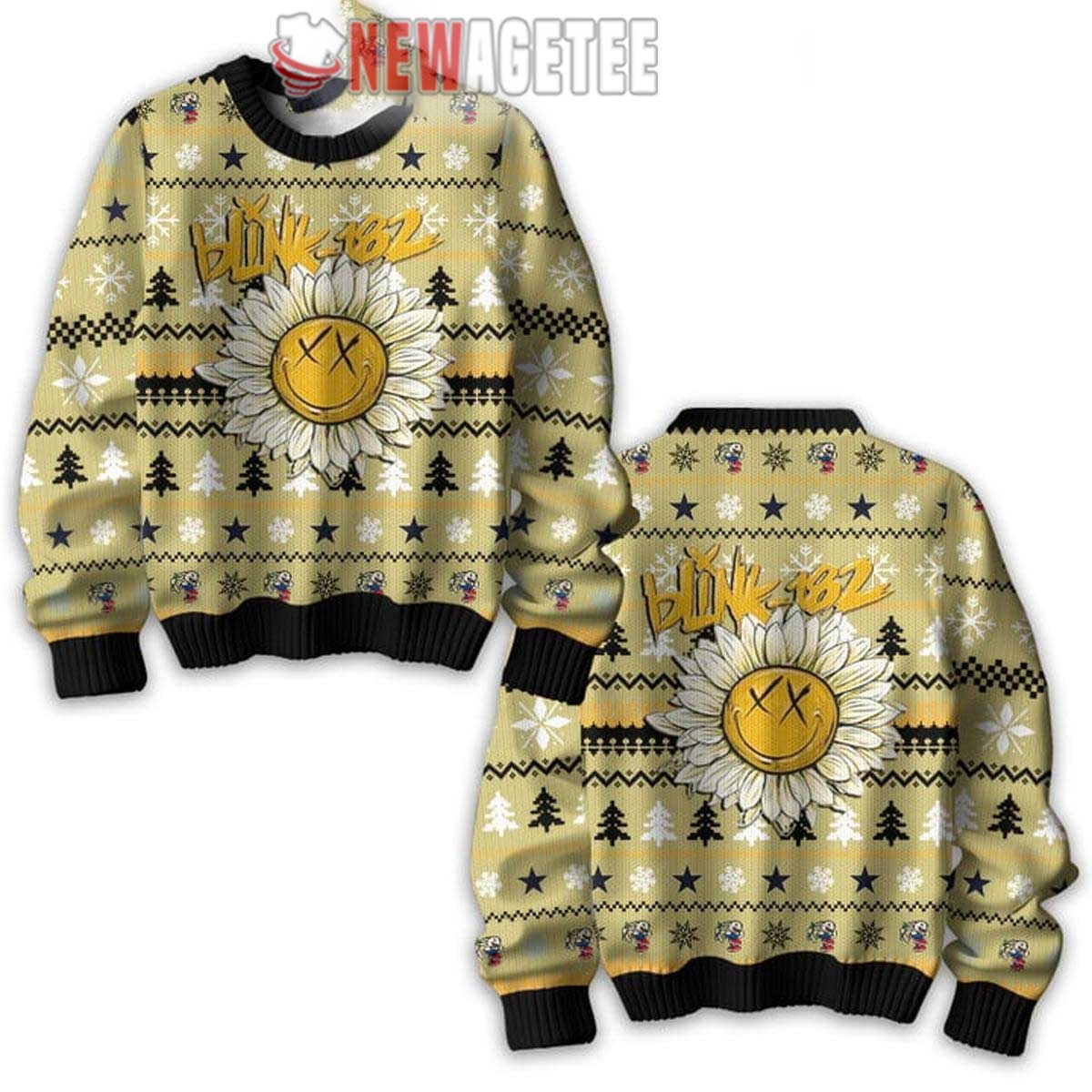 Blink 182 Sunflower Angels And Airways Ugly Christmas Sweater