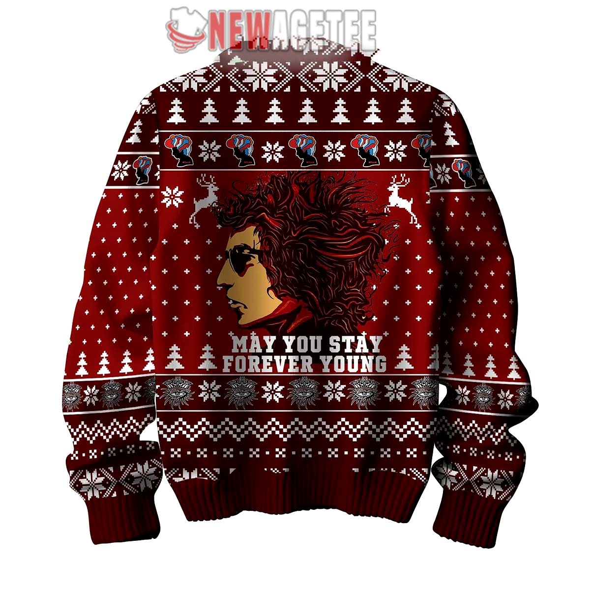 Bob Dylan May You Stay Forever Young Ugly Christmas Sweater