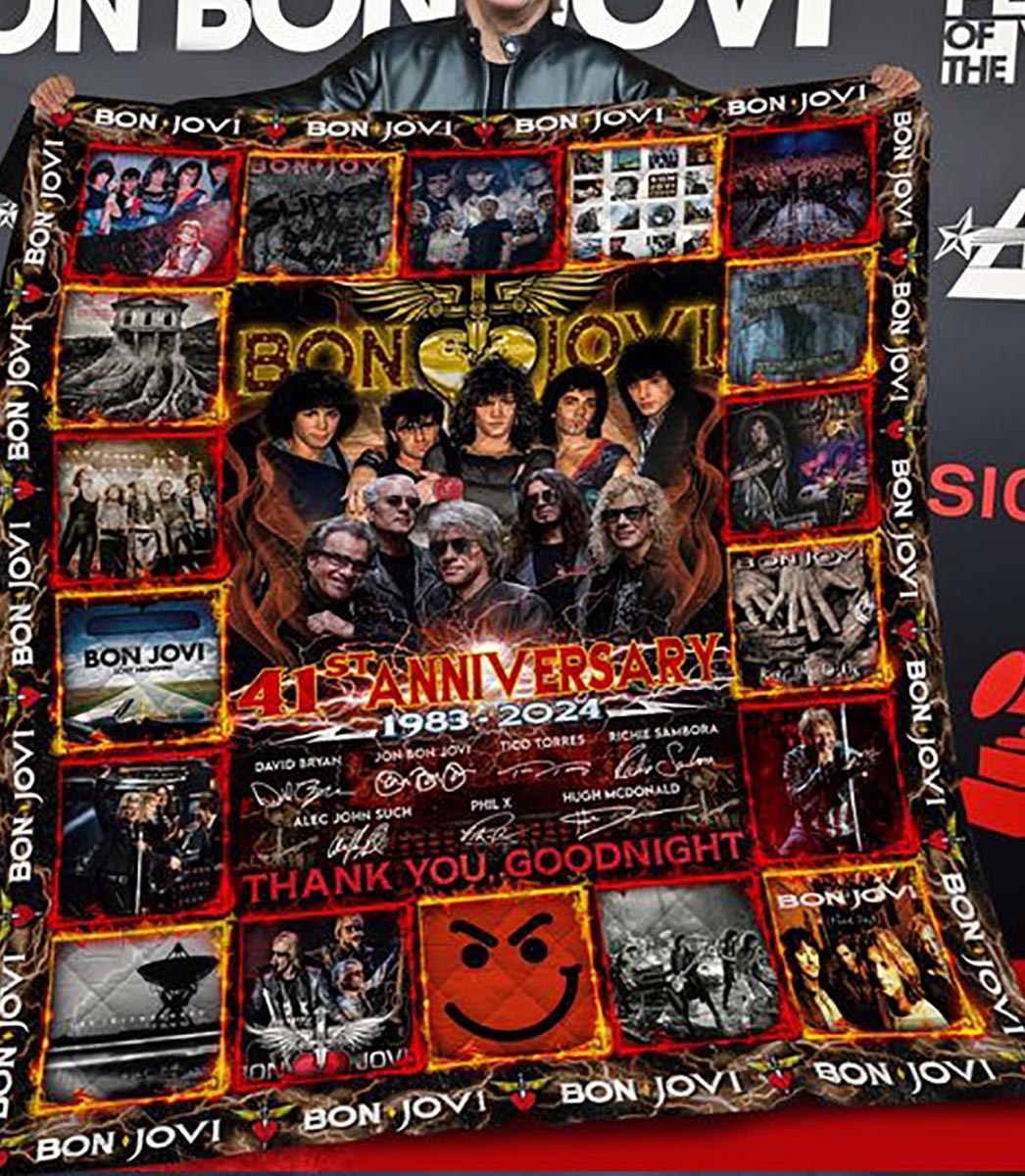 Bon Jovi 41st Anniversary 1983 2024 Thank You Good Night Quilt Fleece Blanket Bon Jovi 41st Anniversary 1983 2024 Thank You Good Night Quilt Fleece Blanket