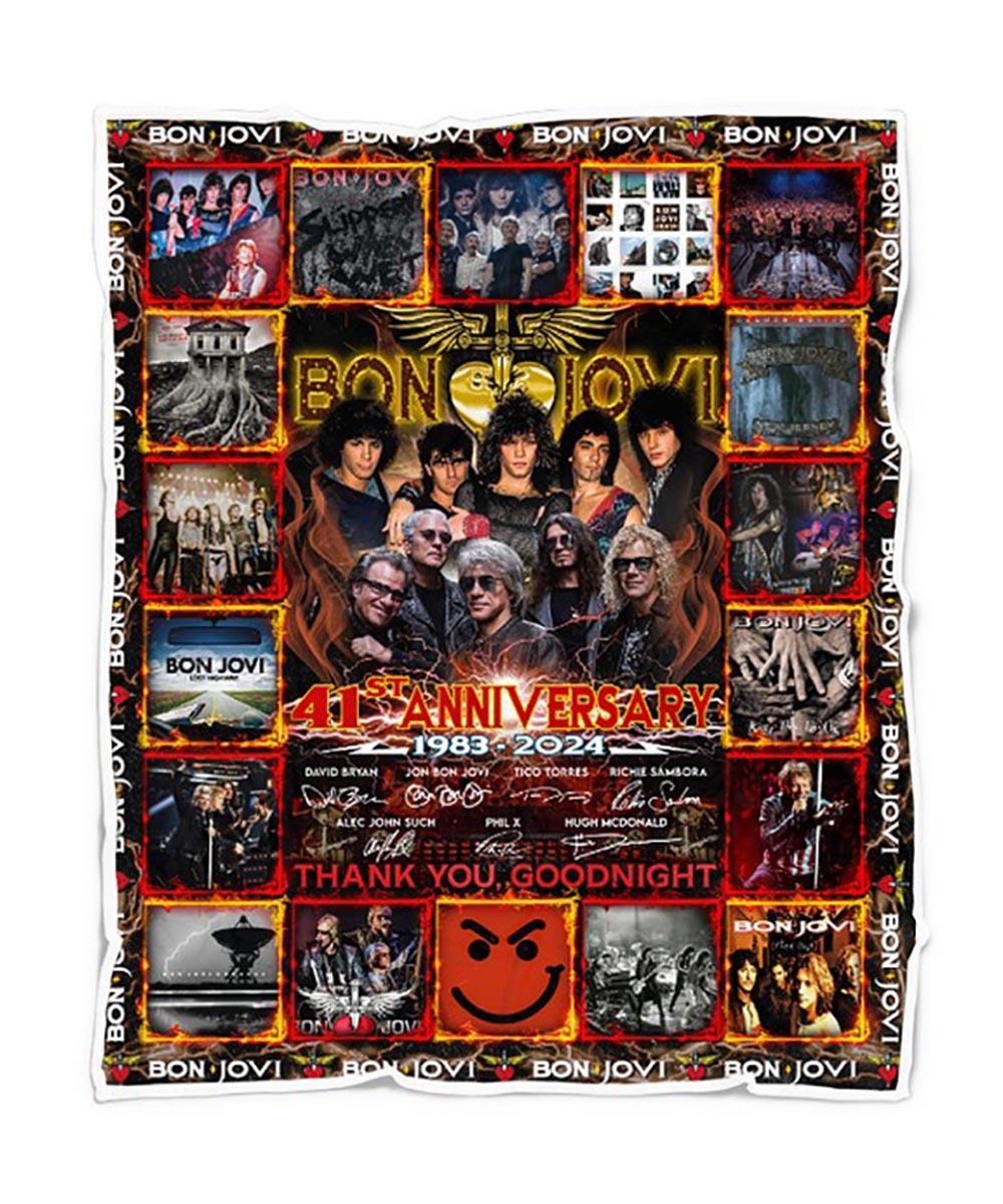 Bon Jovi 41st Anniversary 1983 2024 Thank You Good Night Quilt Fleece Blanket