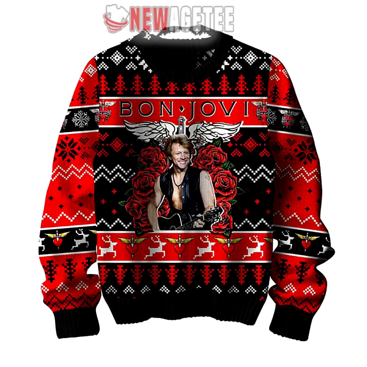 Bon Jovi Bed Of Roses Ugly Christmas Sweater