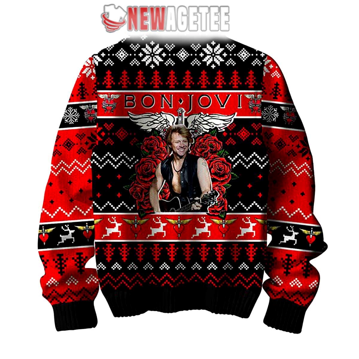 Bon Jovi Bed Of Roses Ugly Christmas Sweater