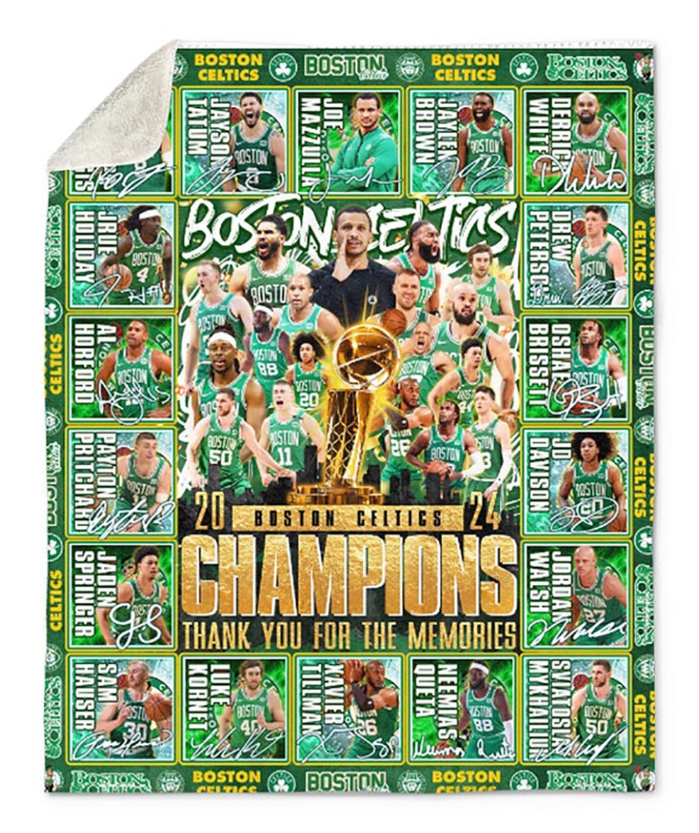 Boston Celtics Champions Thank You For The Memories Quilt Fleece Blanket