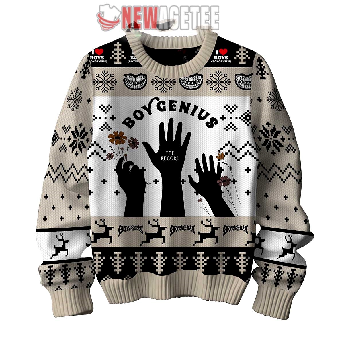 Boygenius Supergroup The Record Ugly Christmas Sweater