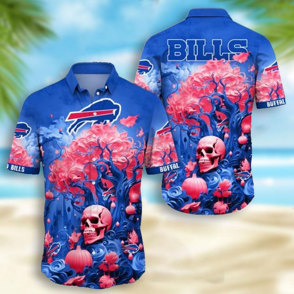 Buffalo Bills Skull Pumpkin Halloween Hawaiian Shirt Buffalo Bills Skull Pumpkin Halloween Hawaiian Shirt